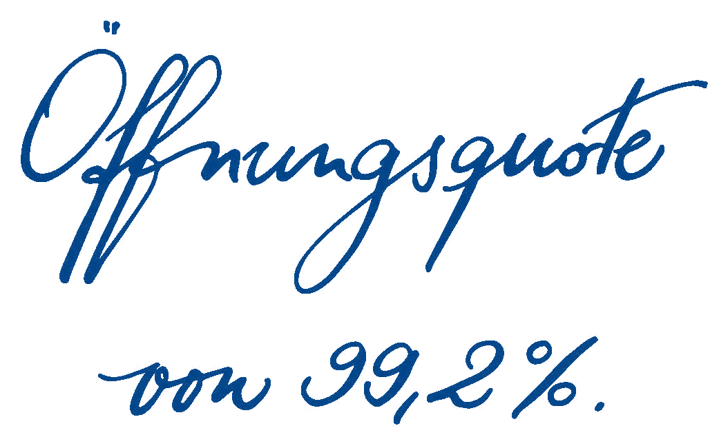Öffnungsquote von 99,2 Prozent, von Hand geschrieben
